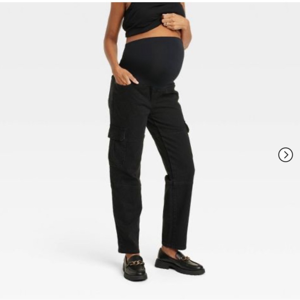 ISABEL MATERNITY BLACK JEANS SKINNY STRETCH BLACK BELLY SUPPORT PANEL SZ 14